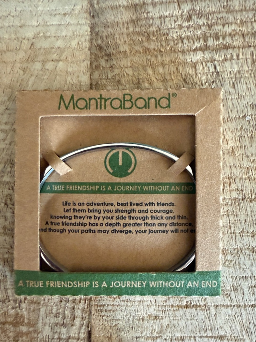MantraBand Silver Inspirational Friendship Bangle